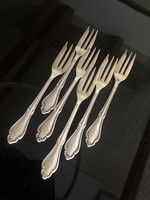 Monogram decorated silver plated cookie fork set