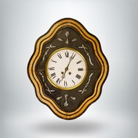 Baked French wall clock with mother-of-pearl inlay