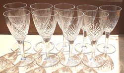 9 old stemmed champagne crystal (?) Glasses, engraved, sold together