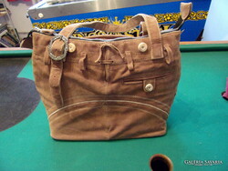 Women's bag with a fine velvety feel and cut similar to denim pants