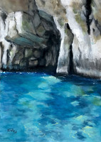Kék barlang - A/4-es méretű - akrilfestmény