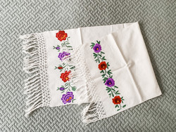 Embroidered linen towel - hand woven with beautiful hand embroidery