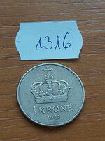 Norway 1 kroner 1982 copper-nickel, v. King Olav 1316