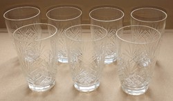 7 old transparent glass crystal (?) Glasses, engraved, sold together