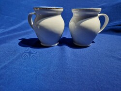 Régi Alföldi jelzésű porcelán kék és arany csík díszítésű csupor bögre pár