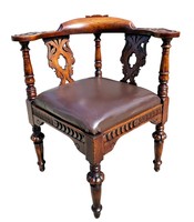 A844 antique, newly renovated, richly carved Renaissance style corner chair, desk chair