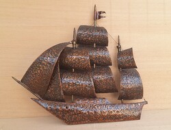 Industrial artist red copper full-bodied sailing wall picture, decorative object