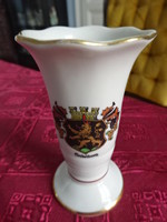 German porcelain mini vase, coat of arms, height 9.5 cm. He has!