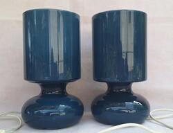 Vintage ikea lykta blue glass bodied table lamp in a pair