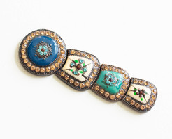 Copper pendant decorated with enamel and rhinestones - made of chainable elements