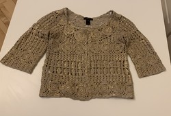 Special mango mng gold washed crochet delicate casual cardigan m es