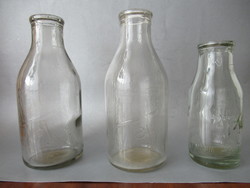 Antique Hungarian milk bottles (3 pcs.)