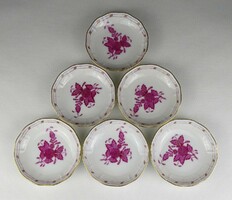 1R659 Herend porcelain bowl with purple Appony pattern, 6 pieces