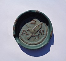 Old enameled, cast iron Swedish ankarsrums mill marked ashtray
