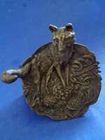 Antique bronze business card holder fox - hunter