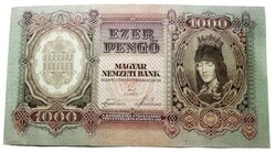 Banknote 1000 pengő 1943 rare aunc from Szálas