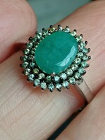 Smaragd -; zafír drágaköves 925 ezüst gyűrű