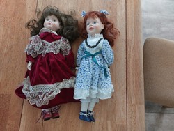 (K) 2 dolls with porcelain heads for sale together