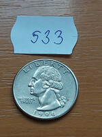 Usa 25 cents 1/4 dollar 1996 / d, quarter, george washington, copper-nickel 533