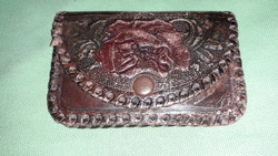 Antique leather embellished printed genuine leather small purse wallet as shown in the pictures