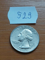 USA 25 CENT 1/4 DOLLÁR 1988 / D, Quarter, George Washington, réz-nikkel  529
