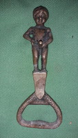 Antique marked copper bottle opener boy with pee 10 cm according to the pictures