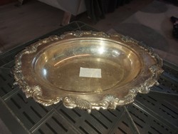 Antique, silver-plated copper bowl, size 24x32x5 cm! Weight in the pictures!