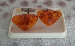 Pair of very old amber cufflinks, in box