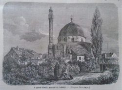 D203403 p165 Pécs - the Turkish mosque and tower in Pécs - original woodcut from an 1866 newspaper