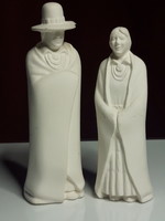 Native American Man and Woman - pair of statue - Navajo festhető szoborpáros