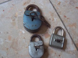 3 old padlocks for sale together
