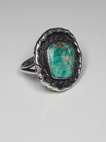 Old Navajo silver ring with real turquoise - size 59