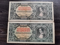 Hundred thousand milpengő 1946 vg 2 pcs