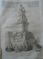 D203407 p177 Miklós Izsó of Sopron - statue of Lajos Mátra of Széchenyi - woodcut and article from 1866 newspaper