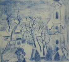 János Pirk (1903-1989): Szentendre in winter