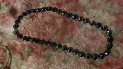 50 cm, vintage necklace, about 1 cm, peacock feather-colored, faceted glass beads.