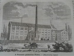 D203405 p176 Budapest - the Pannonian steam mill in Pest - original woodcut from an 1866 newspaper