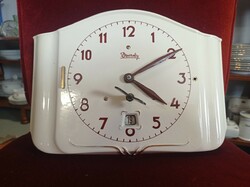 Old marked ceramic mechanical wall clock with key