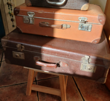 2 db vulkanfiber régi bőrönd koffer