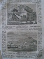 D203409 p189 the mud bath in Buda - gellért bath - Budapest - woodcut and article from 1866 newspaper