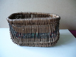 Antique hand-painted small wicker basket
