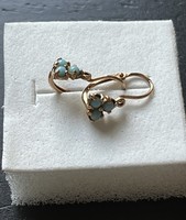 Golden children's baby earrings with turquoise insert
