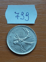 Canada 25 cents 1975 ii. Queen Elizabeth, nickel, reindeer (caribou) 799
