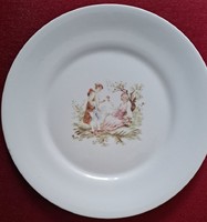Antik barokk jelenetes porcelán tányér