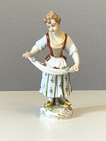 Alt wien marked painted porcelain statue girl figure with flowers