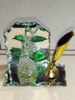 Beautiful crystal flower ornament, pen holder with mirror