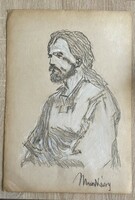 Marked by Mihály Munkácsy - study drawing of Christ