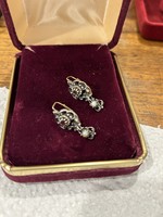 Antique biedermeier earrings set with 14 carat rubies