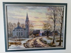 Church in Siberia - watercolor painting/ winter