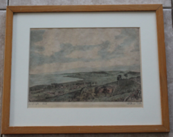 Béla Stettner colored etching - 